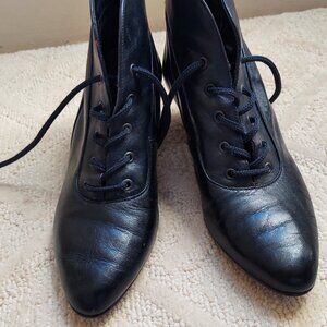 Granny Black Ankle Boots by Bianco Size 6.5 M Made in Brazil